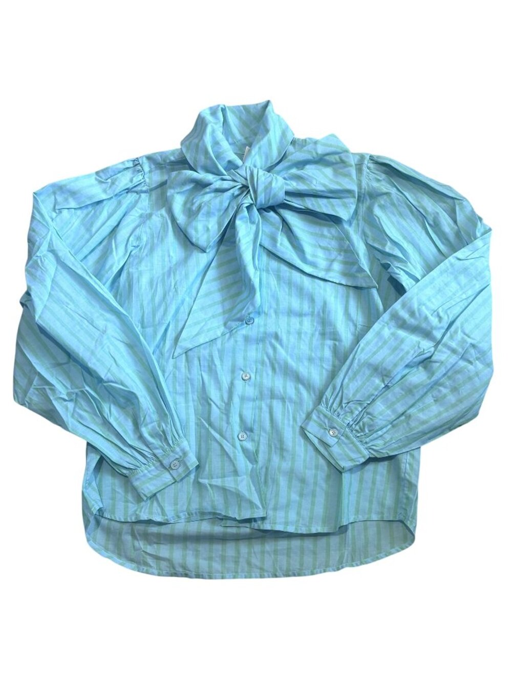Maria de la Orden Fairytale Shirt in Blue Green Stripes